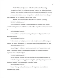 Discussion Questions: Deductive and Inductive Reasoning – page 2
