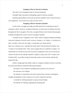 Designing a Plan for Outcome Evaluation – page 2