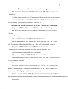 Self-Assessment of NLN Nurse Educator Core Competencies – page 2