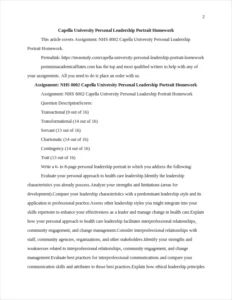 Capella University Personal Leadership Portrait Homework – page 2