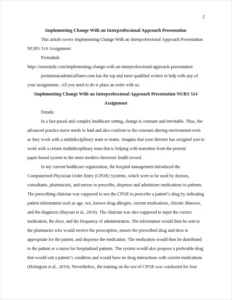 Implementing Change With an Interprofessional Approach Presentation – page 2