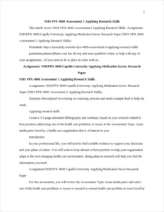 NHS FPX 4000 Assessment 2 Applying Research Skills – page 2