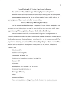 Personal Philosophy Of Nursing Paper Essay – page 2