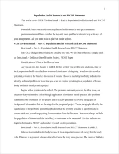 Population Health Research and PICOT Statement – page 2