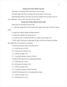 Energy and Circular Motion Exercises – page 2