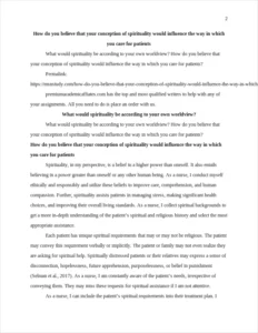 How do you believe that your conception of spirituality would influence the way in which you care for patients – page 2