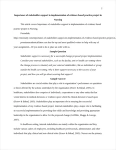 Importance of stakeholder support in implementation of evidence based practice project in Nursing – page 2