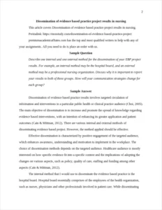 Dissemination of evidence based practice project – page 2