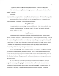 Application of change theories in implementation of evidence based practice – page 2
