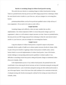 Barriers to sustaining change in evidence based practice nursing – page 2