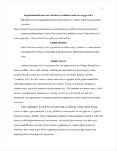 Organizational issues and solutions to evidence based nursing practice – page 2