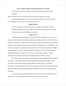 How to evaluate evidence based practice project in nursing – page 2