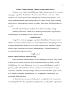 Pediatric Ethical Dilemma in Pediatric Nursing – page 2