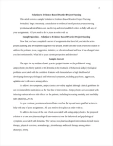 Solution to Evidence Based Practice Project Nursing – page 2