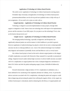 Application of Technology in Evidence Based Practice – page 2