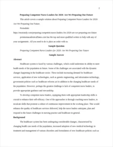 Preparing Competent Nurse Leaders for 2020: Are We Preparing Our Future – page 2