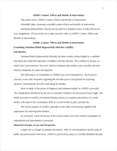 ADHD: Context- Effects and Models of Intervention – page 2
