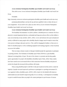 Access Inclusion Participation Disability Sport Health And Social Care Essay – page 2