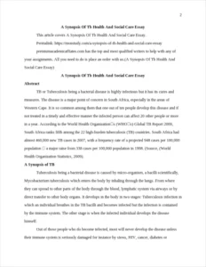 Synopsis Of Tb Health And Social Care Essay – page 2
