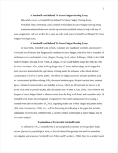 Sentinel Event Related To Nurse Fatigue Nursing Essay – page 2