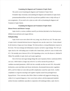 Examining the diagnosis and Treatment of Septic Shock – page 2