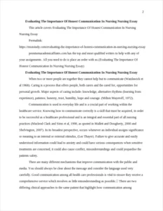 Evaluating The Importance Of Honest Communication In Nursing Nursing Essay – page 2