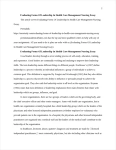 Evaluating Forms Of Leadership In Health Care Management Nursing Essay – page 2
