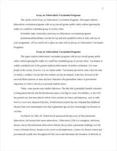 Essay on Tuberculosis Vaccination Programs – page 2