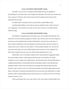 Essay on Psychiatric Mental Health Nursing – page 2