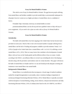 Essay On Mental Health in Women – page 2