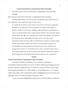 Executive Board Memo on Organizational Safety and Quality – page 2