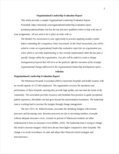 Organizational Leadership Evaluation Report – page 2
