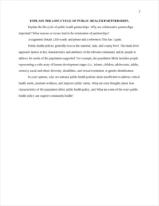 EXPLAIN THE LIFE CYCLE OF PUBLIC HEALTH PARTNERSHIPS. – page 2
