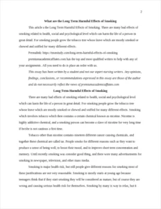 Harmful Effects of Smoking – page 2