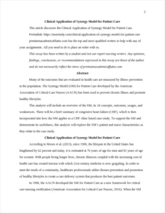 Clinical Application of Synergy Model for Patient Care – page 2