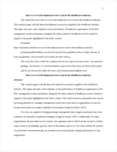 How to Use of the Balanced Score Card in the Healthcare Industry – page 2