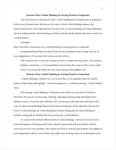 Reasons Why Critical Thinking in Nursing Practice is Important – page 2