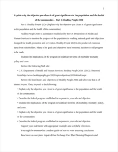 Explain why the objective you chose is of great significance to the population and the health of the communities – page 2