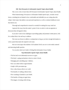 Informative Speech Topics about Health – page 2