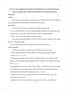 nr722-week 5-integration and synthesis of the literature for curricula development – page 2