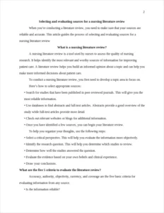 Evaluating sources for a nursing literature review – page 2