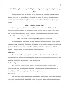 Examples of nursing teaching plans – page 2