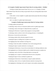 Examples of Quality Improvement Project Ideas – page 2
