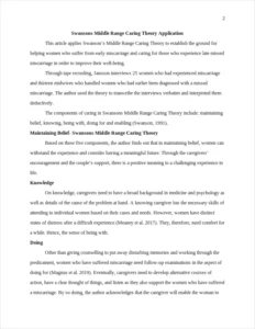 Swansons Middle Range Caring Theory – page 2