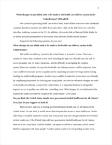 What changes do you think need to be made to the health care delivery system in the United States – page 2
