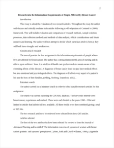 Research into the Information Requirements of People Affected by Breast Cancer – page 2