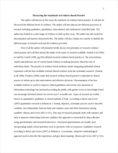 Discussing the Standards of Evidence Based Practice – page 2