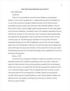 Role of the Advanced Practice Nurse in the US – page 2