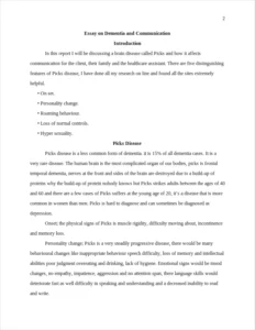 Essay on Dementia and Communication – page 2