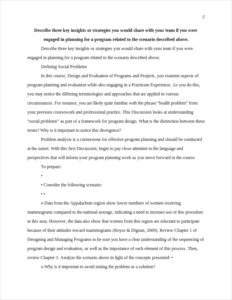 Describe three key insights or strategies you would share with your team if you were engaged in planning for a program related to the scenario described above. – page 2